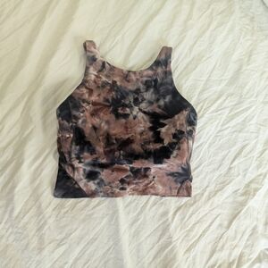 Lululemon Crop Atheletic Tank Brown Tye Dye Size 6 Euc